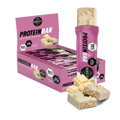 Nordthy Crispy Hvid Chokolade Proteinbar 45g - 24 stk