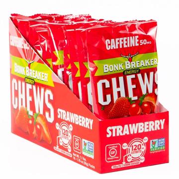 Bonk Breaker Energi Chews - Kasse med 10 stk - DATOVARE - Jordbær med koffein