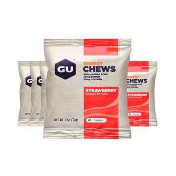 GU Energy Chews - Jordbær med koffein - DATOVARE - 10 x 30g