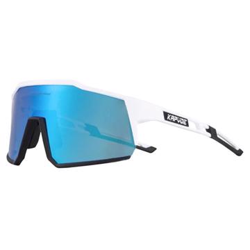 KAPVOE C60 Cykelbriller - Hvid/Sort med blå linse