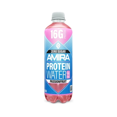 Amira Protein Water, passionsfrugt, 16g protein, sukkerfri, flaske 500ml.