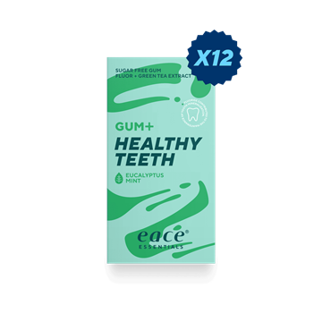 Pakke af Eace Gum "Healthy Teeth", sukkerfri, fluor, grøn te, smag "Eucalyptus Mint", X12 stk.
