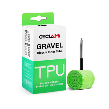 Emballage med TPU slange til gravel cykler, 700C, kompatibel med ring- og skivebremser.