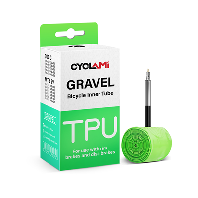 Emballage med TPU slange til gravel cykler, 700C, kompatibel med ring- og skivebremser.