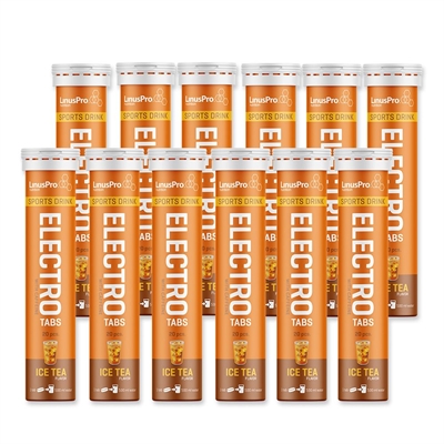 LinusPro Elektrolyt Tabs - Peach Ice Tea med koffein - 12 x 20 tabs