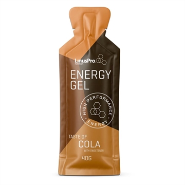 Energi gel med cola-smag, brun emballage, LinusPro, 40g.