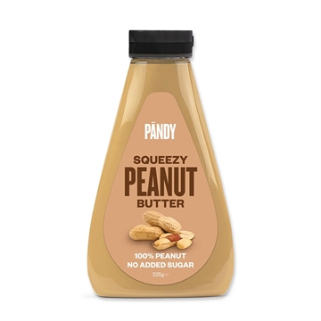 Pandy Squeezy Peanut Butter, 325g flaske, 100% jordnødder, ingen tilsat sukker, let dosering.